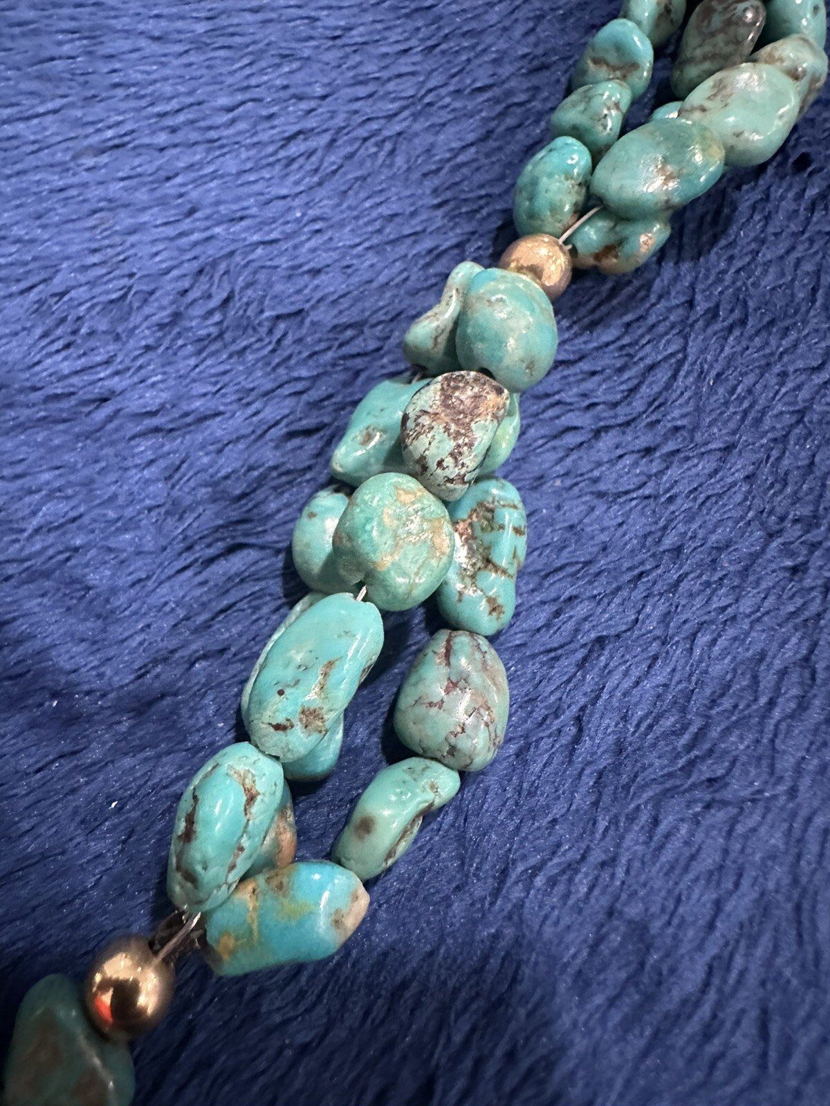 Vtg Handmade Beaded Turquoise Statement Triple St… - image 9