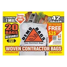 (BOX OF 20) 42-gallon Contractor Trash Bags Demo Bag Mil Gal Ultimate Pro Pp