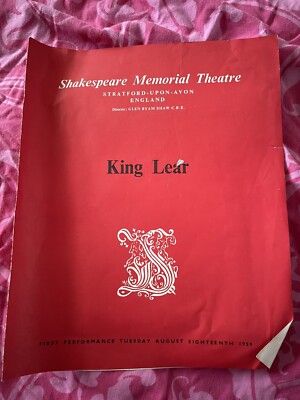 Vintage Shakespeare King Lear Theatre Memorial Stratford Upon Avon 1959