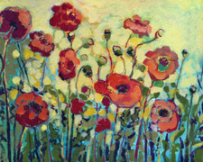 Anitas red poppies flowers garden poppy ceramic tile mural backsplash