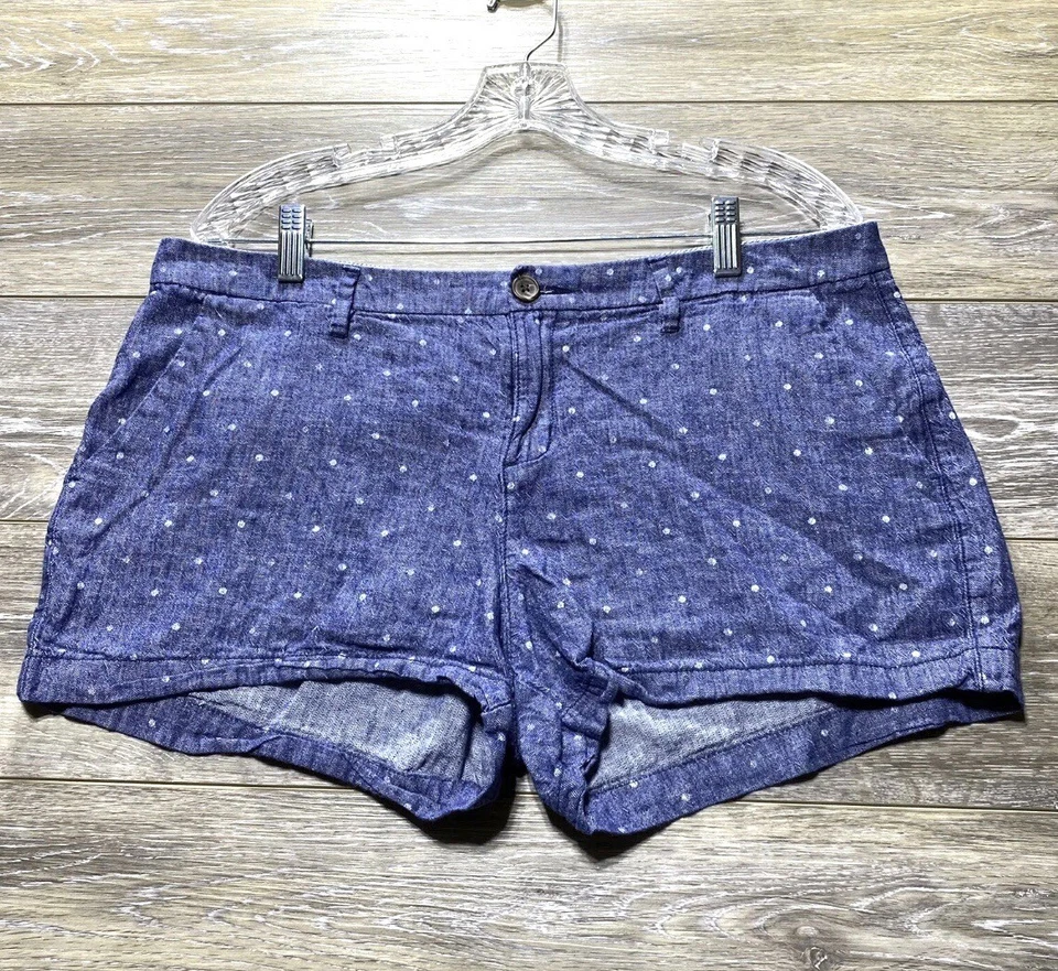 Pantalones Cortos Old Azul Marino Lino Talla 12 Mujer Azul Lunares Lino Bolsillos Todos los Días Foto 3 de 4