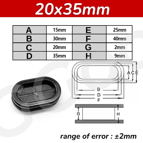 Oval Blanking Grommets Black Rubber Grommet Closed Blind Hole Plug Bung Bungs - Picture 8 of 22