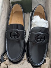 Men's Gucci Millennial Ribot Black Leather Loafers Dress Shoes