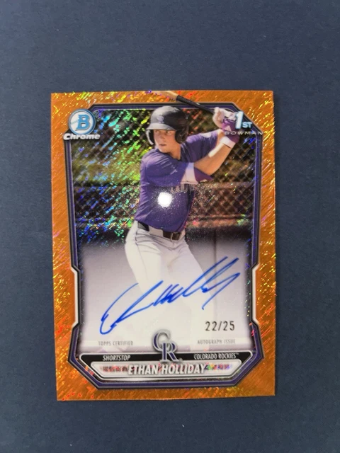 2020 Bowman Chrome 1st Ethan Holliday Orange Shimmer Auto /25!! #CPA-EH