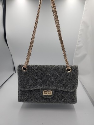 3AM Forever Silver Metallic Shiny Purse With Gold Chain Straps