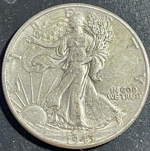 1943 50C Walking Liberty Half Dollar. 90% Silver.  #1877