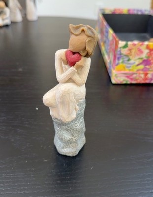 Willow Tree Lots of Love Figurine Susan Lordi Woman Holding Red Heart