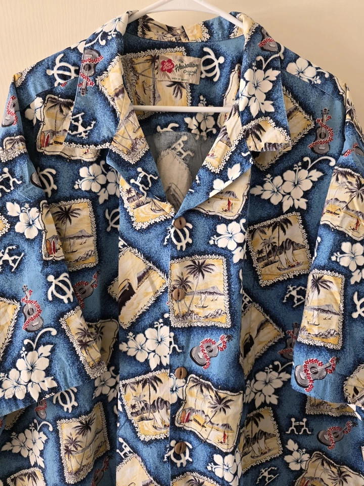 Camisa hawaiana vintage HILO HATTIE hecha en EE. UU. para hombre 5XL algodón multicolor Foto 4 de 4