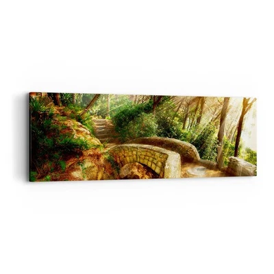 Cuadro Sobre Lienzo 90x30cm Cuadros Pared Camino puente de piedra bosque otoño - Imagen 1 de 4