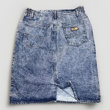 GITANO 80 S RARE VTG ACID WASH HIGH WAISTED MINI DENIM JEAN SKIRT PLUS SZ 36/22