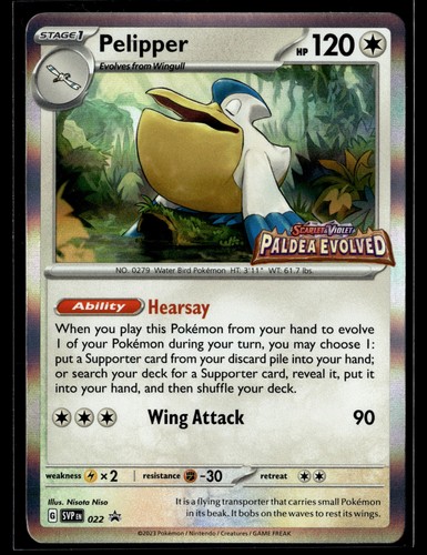 Pokemon TCG SV: Scarlet & Violet Promo Cards #022 Pelipper PAL STAMP