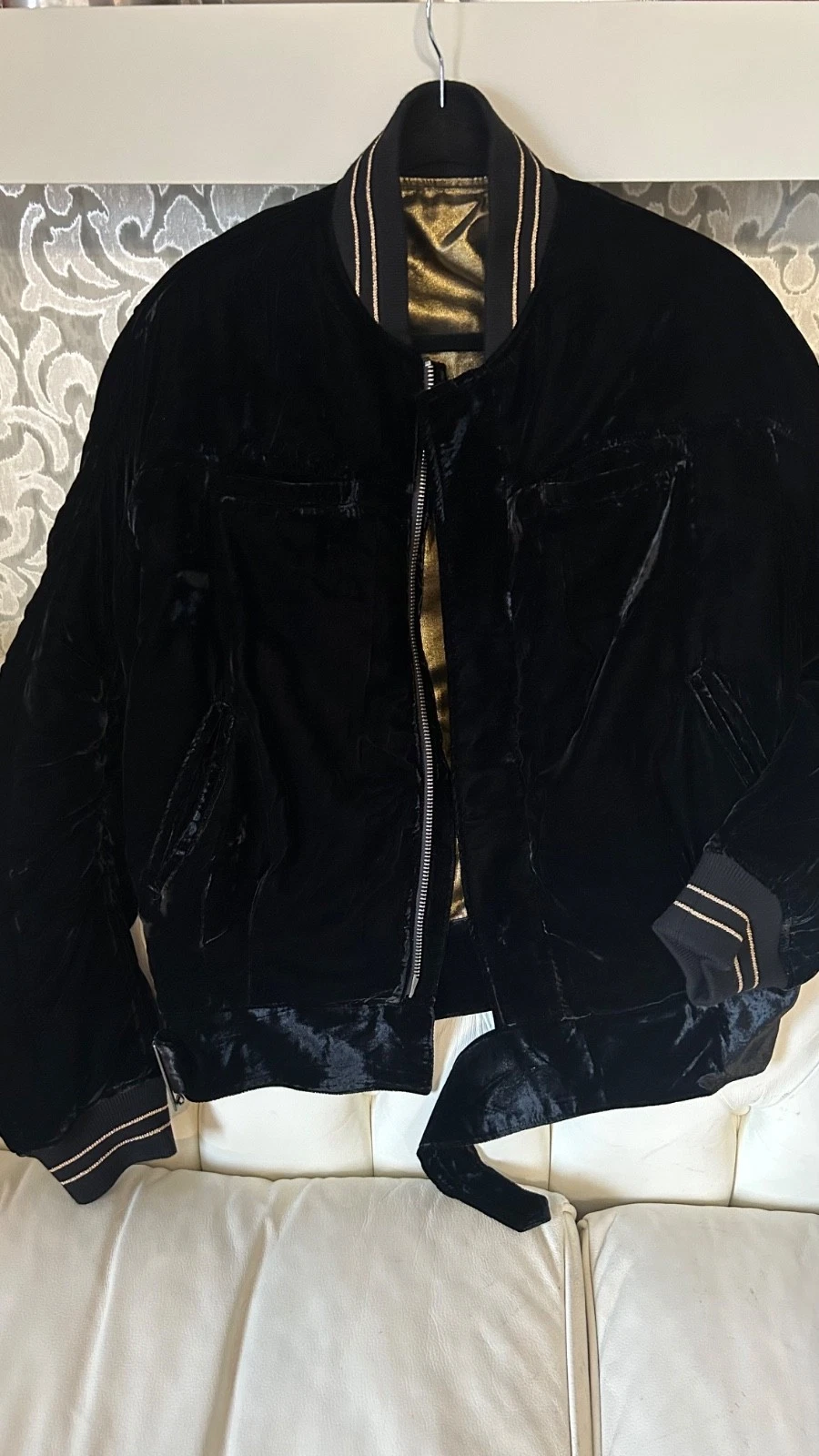 HAIDER ACKERMANN FW16 Velvet Biker Bomber Jacket Gold Lining Black Grail - product detail image 21