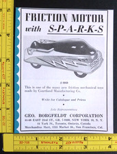RARE Vtg 1952 DEALER Ad Courtland Space Rocket Patrol Car Friction Tin Toy
