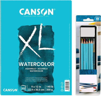 Canson Watercolor Paper Sketch Book 9''x12'' Cold-Press,140-lb Art Paper, 30 Sh...