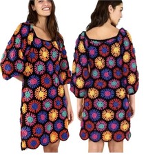 Farm Rio Crochet Flower Dress Size Large AU 16 US 12 BNWT Cocktail Festival