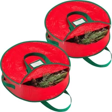 Handy Laundry Christmas Wreath Storage Bag - 2-PACK - Durable, Tarp Material, Zi
