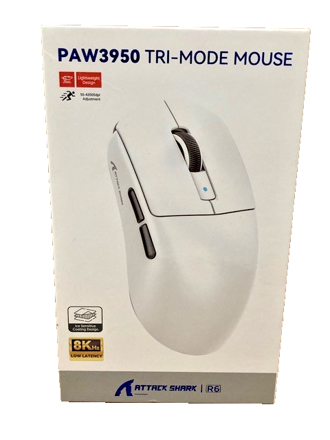 Attack Shark R6 Wireless Gaming Mouse, Tri-Mode 8K Hz PAW3950