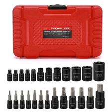 CASOMAN 25 Piece Torx Bit Socket and External Socket Set, 13 Star Socket Bits...