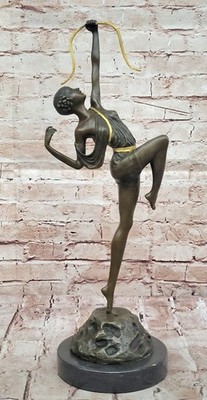 Jugendstil Bronze Hautfarben Diana Mit / Schleife, Statue Figur Faguays Hot Neu
