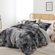 Smoofy Fluffy Queen Comforter Set, Faux Fur Comforter Set Queen Size, Luxury Fuz
