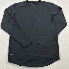 BYLT  Shirt Men Medium Black Premium Basics Long Sleeve Crew Neck Drop Cut M