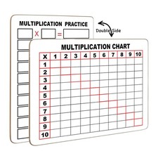 Dry Erase Multiplication Chart White Board, 9" x 12" Double Side Table Math M...