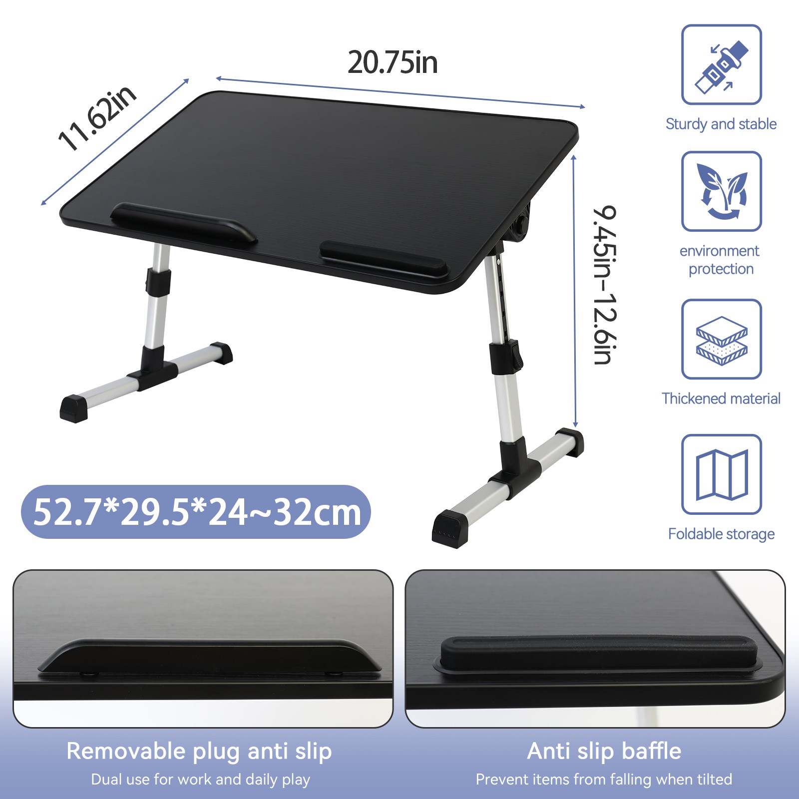Foldable Laptop Table Stand Lap Sofa Bed Tray Computer Notebook Desk Adjustable