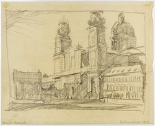 Engels, Cathedral, Munich 1917. Signed Original Drawing.