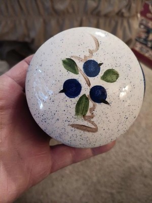 Speckled Lidded Trinket Dish w/floral Design Made in Maine