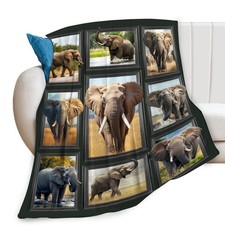 Elephant Throw Blanket Safari Animal Gifts Decor Fleece Plush 40x50 Inch