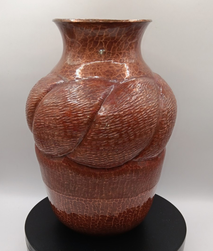 Vintage Hammered Copper Vase  Arts and Crafts "Pumpkin" Form