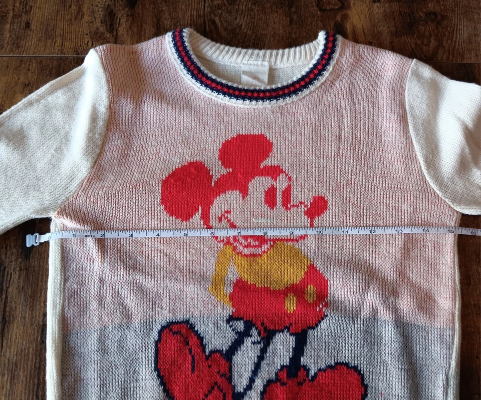 Suéter Tejido Gráfico Vintage Años 70 MICKEY MOUSE DISNEY Talla S Foto 4 de 4