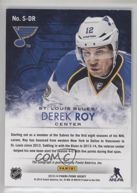 2013-14 Panini Prime Signatures Gold /25 Derek Roy #S-DR Auto - Image 2 of 2