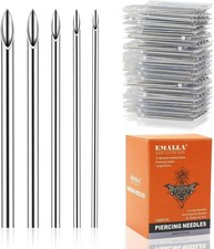 100pcs Piercing Needles Mixed 12G 14G 16G 18G 20G Hollow mix 100pcs, Silver