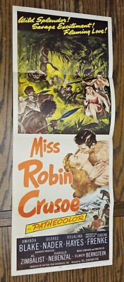 Miss Robin Crusoe Vintage Original Insert Poster 1953 Folded Jungle Exploitation