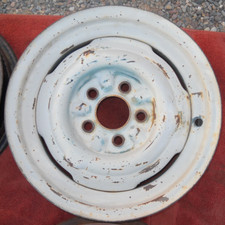 Vintage 1950s 15 X 5 Steel Wheels. 5 Lug X 4.5. Lg Stem Hole. Rivets.