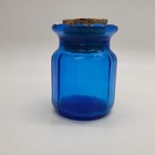 Dodecagon Corked Glass Bottle Jar Cobalt Blue Clear Glass 3.25" T — photo 1