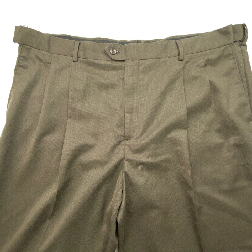 Pantalones Covington plisados de pierna recta para hombre talla 42x30 verde lavado oscuro Foto 2 de 4