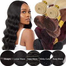 8-30'' 100 Virgin Human Hair Extensions Bundles Straight Wavy Weave Weft US