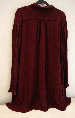 Free People Women's Sz XS Maroon Spin Me Oversized Button Down Shirt Dress $128 - Picture 2 of 7