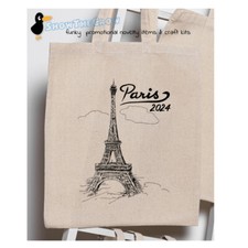 "Paris 2024 - Eiffel Tower Sketch" 100% Premium Cotton Tote, Birthday, Gift, ...