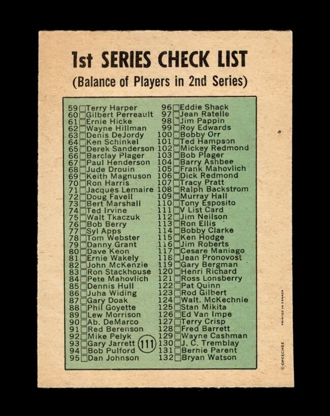 1971-72 O-Pee-Chee Set-Break #111 Checklist Card NR-MINT *GMCARDS* | eBay