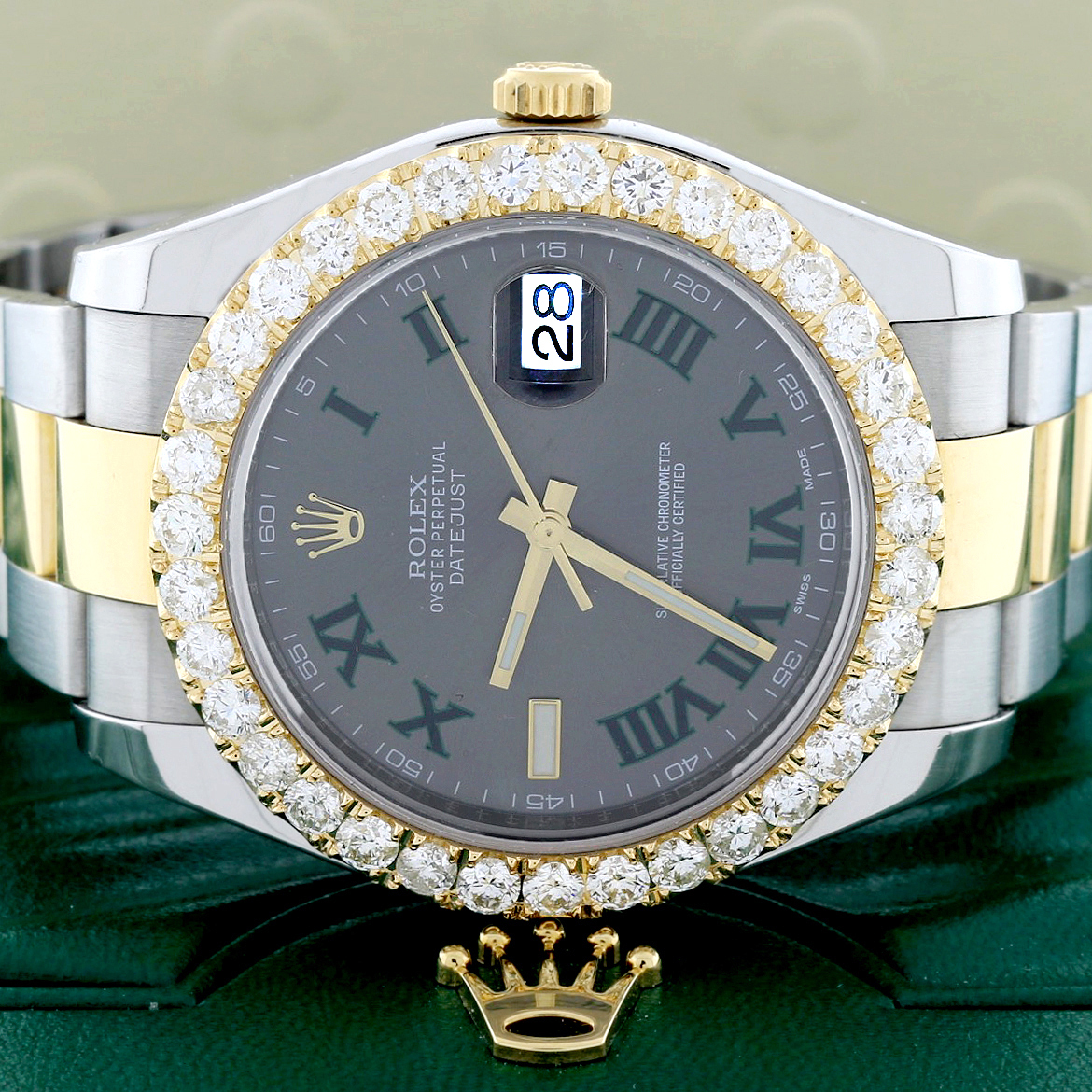 Rolex Datejust II 41mm 2-Tone 4.72Ct Diamond Bezel/FactoryRoman