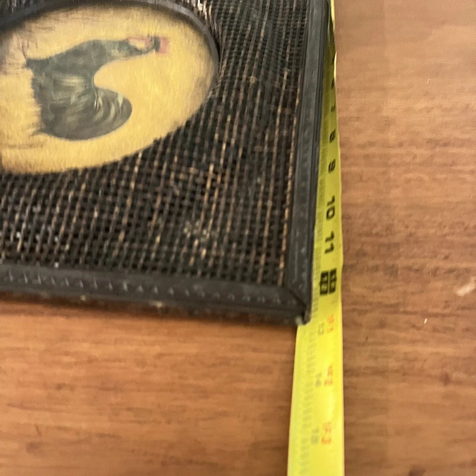 Framed Rooster Painting Print Rattan Wicker Wall Art - Image 4 of 4