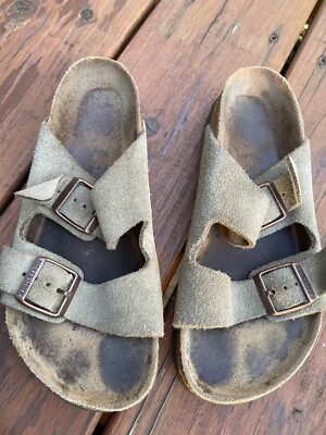 Birkenstock 230 Size 36 (US 5) Arizona Leather 2 Strap Brown Suede