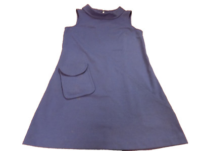 Jennifer Lopez Knit M cowl scoop neck Retro Classy Blue dress side Pocket accent