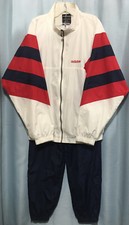 Large VINTAGE Early  90s ADIDAS TRACKSUIT Tennis RED WHITE Navy BLUE Fully Lined