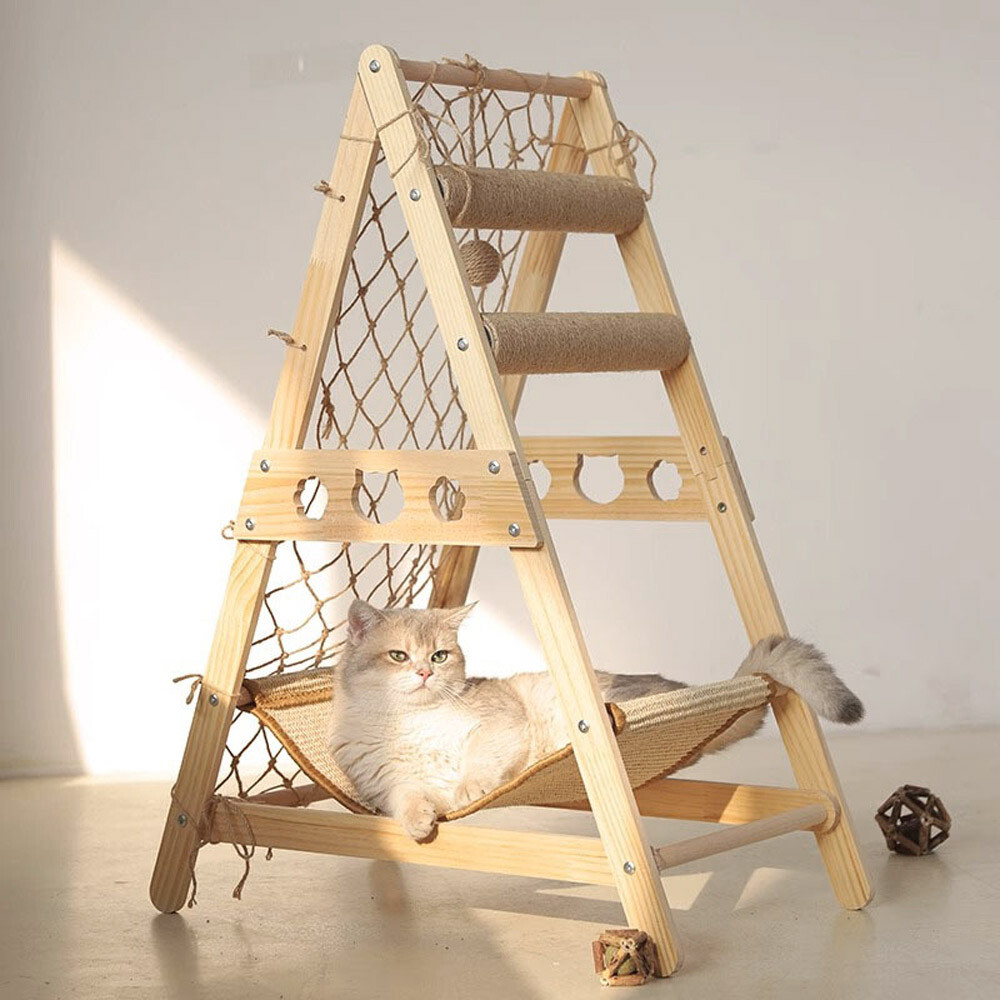 Triangular Large Cat Tree Scratching Post Climbing Frame Activity Centre Rest