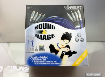 VIVANCO Multimedia Set Cinch S-VHS Scart 10m Kabel Cable 10m lang, Blau, NEUWARE