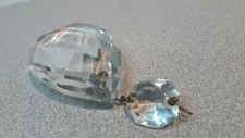 Vintage 3" Crystal Teardrop Prism with Octagonal Bead for Chandelier or Crafts